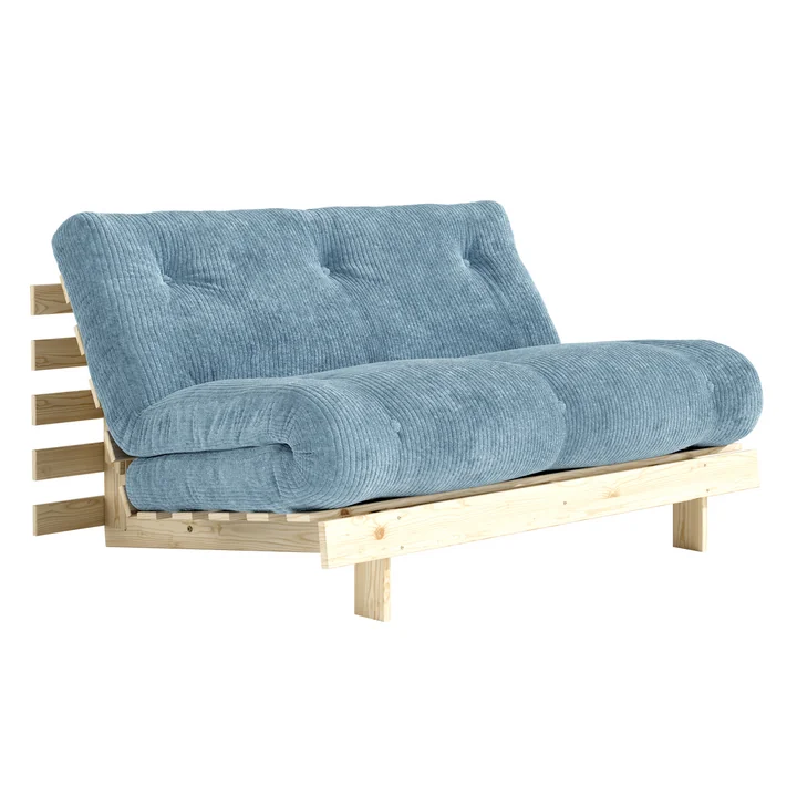 Karup - Roots Sofa bed, 140 x 200 cm, natural pine / hazy blue (554)
