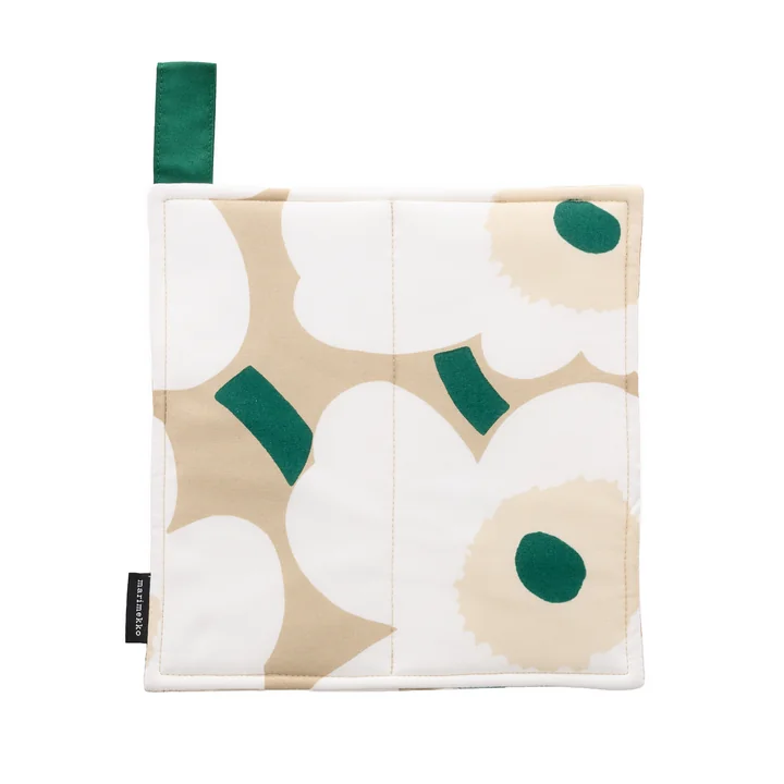 Marimekko - Pieni Unikko Potholders, sand / white / hay / emerald