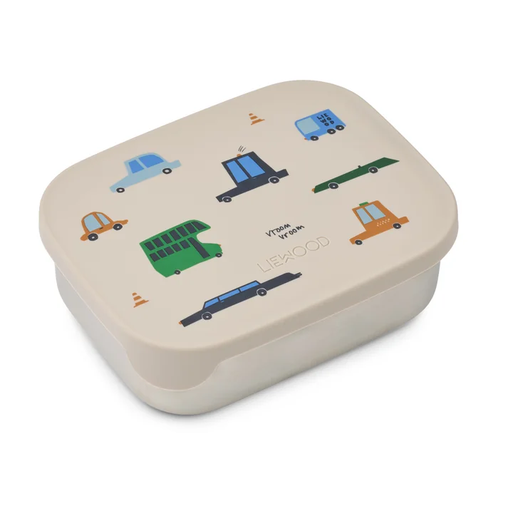 LIEWOOD - Arthur Lunchbox with Lid, Cars / Sandy