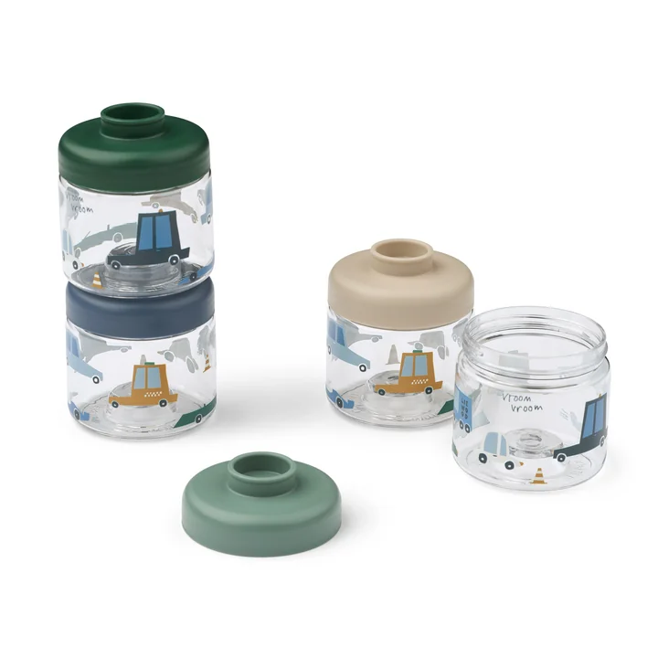 LIEWOOD - Dominique Snack Box, Cars / Sandy (set of 4)