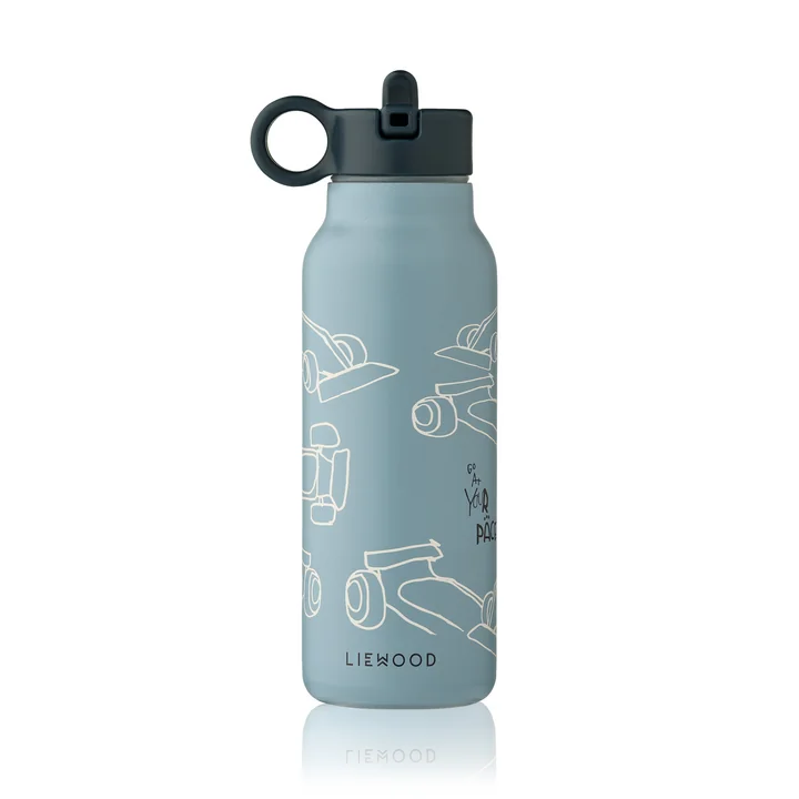 LIEWOOD - Falk Water Bottle, 350 ml, Race Cars / Beach Blue