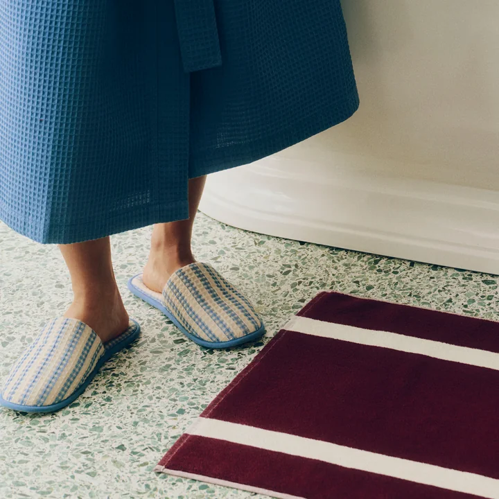 HAY - Waffle Slippers, Stripe Dusty Blue