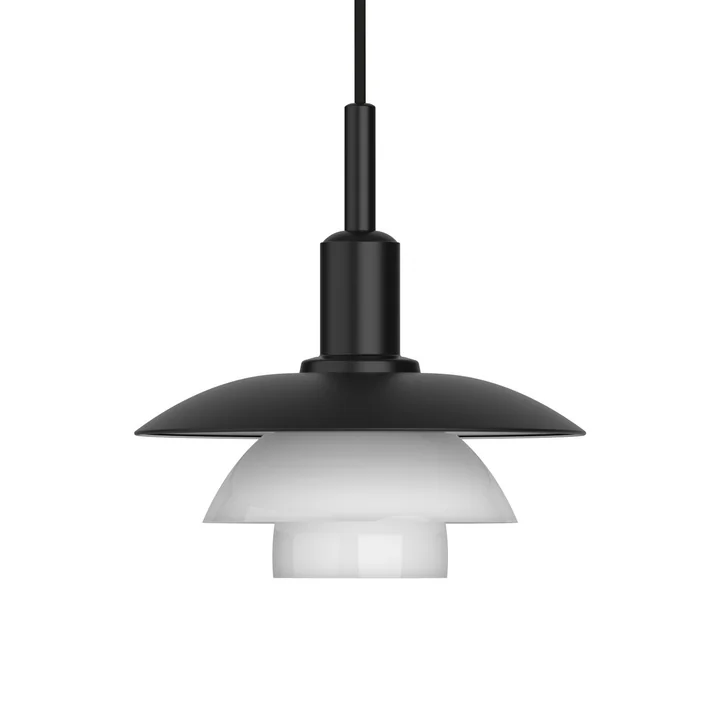 PH 3/3 Pendant light, aluminum black / opal glass by Louis Poulsen
