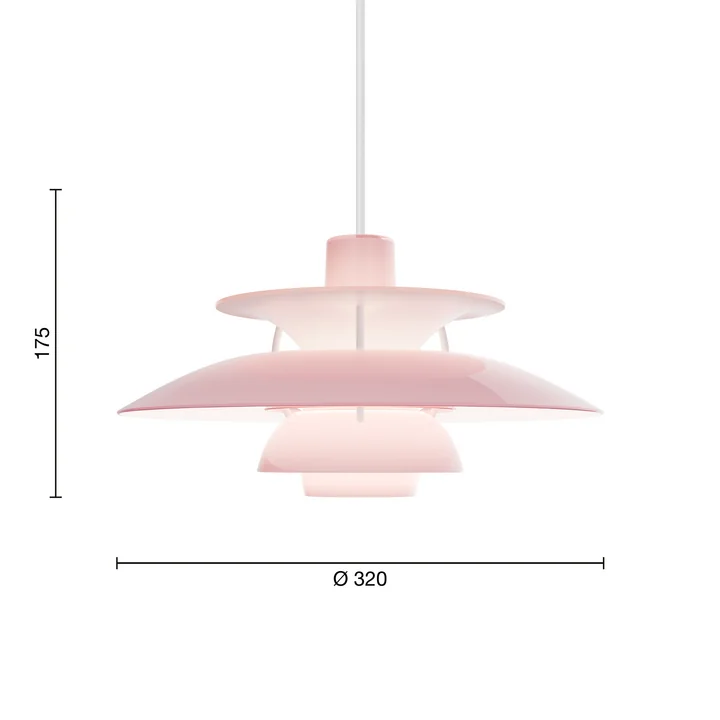 Louis Poulsen - PH 5 320 Opal Pendant Light, opal pale rose