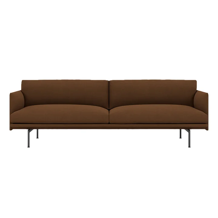 Muuto - Outline 3-Seater Sofa, Hallingdal 350 Brown/Black (EU), Exclusive