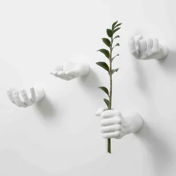 White Hand Hooks in white by Areaware