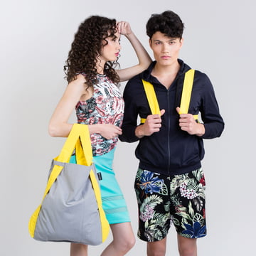 Notabag - bag and backpack, yellow / grey