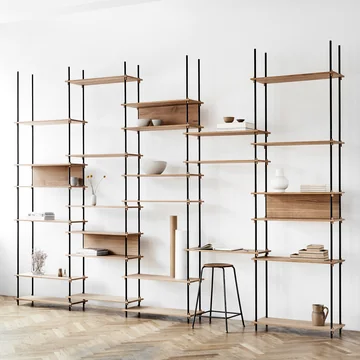 Shelving System from Moebe - Tall Single, oak oiled
