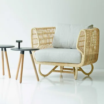 Nest lounge chair Indoor, nature / Natté light grey by Cane-line