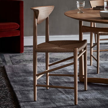 Drawn HM3 Chair from & tradition in white oiled oak / paper cord natural