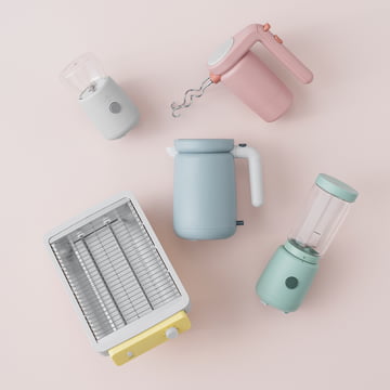 The Foodie kitchen appliances from Rig-Tig by Stelton are characterised by delicate colours and soft shapes.