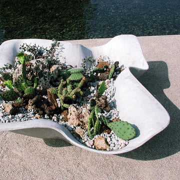 The Biasca plant pot from Eternit with succulents and stones