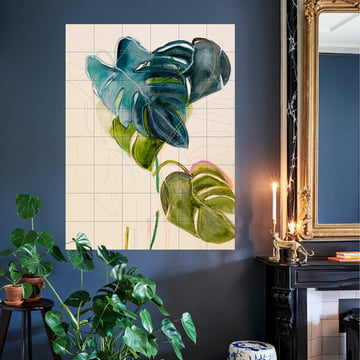 Blue Monstera Mural 120 x 160 cm from IXXI