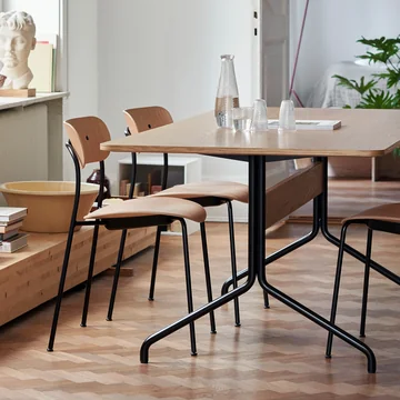 Pavilion Dining table, clear lacquered oak / black frame from & Tradition