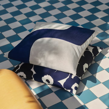 Seireeni Pillowcase 50 x 50 cm, linen / dark blue from Marimekko