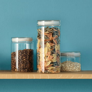 Store-It storage jar with lid by Rig-Tig by Stelton in color light gray