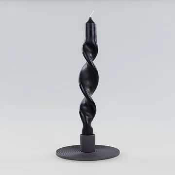 Nuuck - Ceramic candle holder Ø 12 x H 3.5 cm, charcoal black