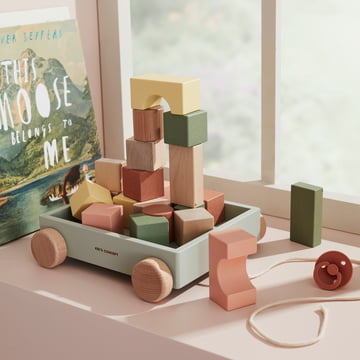 Edvin Trolley with wooden blocks from Kids Concept