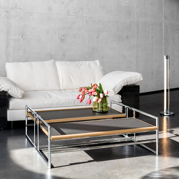 Classicon - Menton Side table, swivel, gray/black, chrome frame