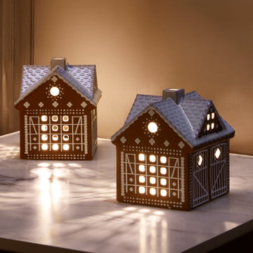 Gingerbread candle house nativity scene, brown from Kähler Design