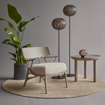 Kartell - A.I. Lounge Chair, gray / white (fabric Bouclé Riccio)