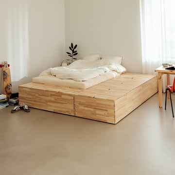 Karup Design - Basement bed, clear pine incl. storage bench