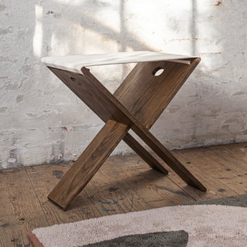 Mette Ditmer - Roots folding stool, dark oiled oak veneer / canvas