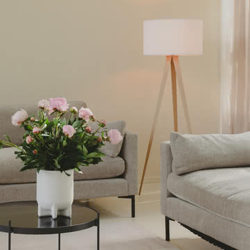 Zuiver - Tripod Wood floor lamp, oak / white