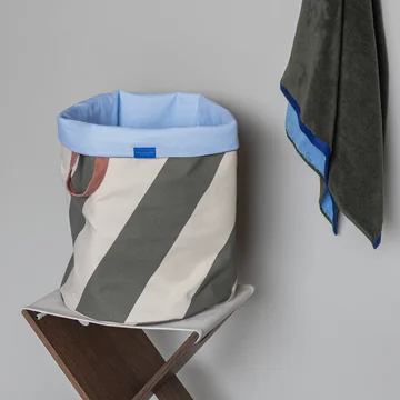 Mette Ditmer - Diagonal Laundry basket, Ø 40 x H 50 cm, dark olive / sand