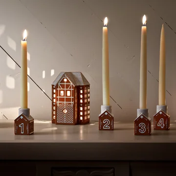 Kähler Design - Gingerbread Advent candle holder, brown (set of 4)