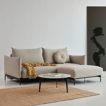 Innovation Living - Malloy Ottoman, black / natural (579 Kenya Gravel )