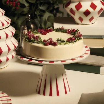 Alessi - Delight cake stand, white / red / gold