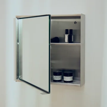 Form & Refine - Taper mirror cabinet, 40 x 40 cm, brushed stainless steel