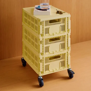 HAY - Side table on castors, medium, light yellow, recycled