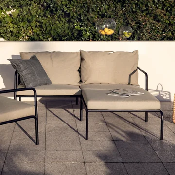 HOUE - AVON Sofa 2-seater and ottoman, black / ash