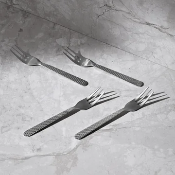 Lyngby Porcelæn - Rhombe cake fork 4 pieces, steel