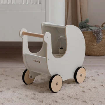 Sebra - Wooden doll strollers, classic white