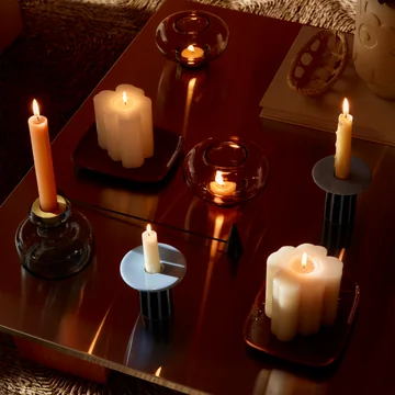 Marimekko - Unikko pillar candle, white, and " Piccolo " candleholder