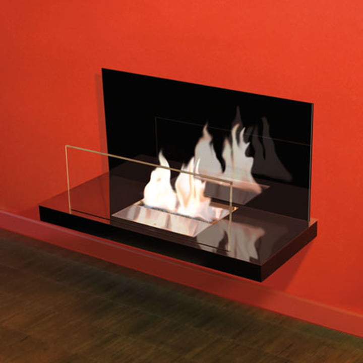 Wallflame II - Stainless steel, high gloss/glass, black