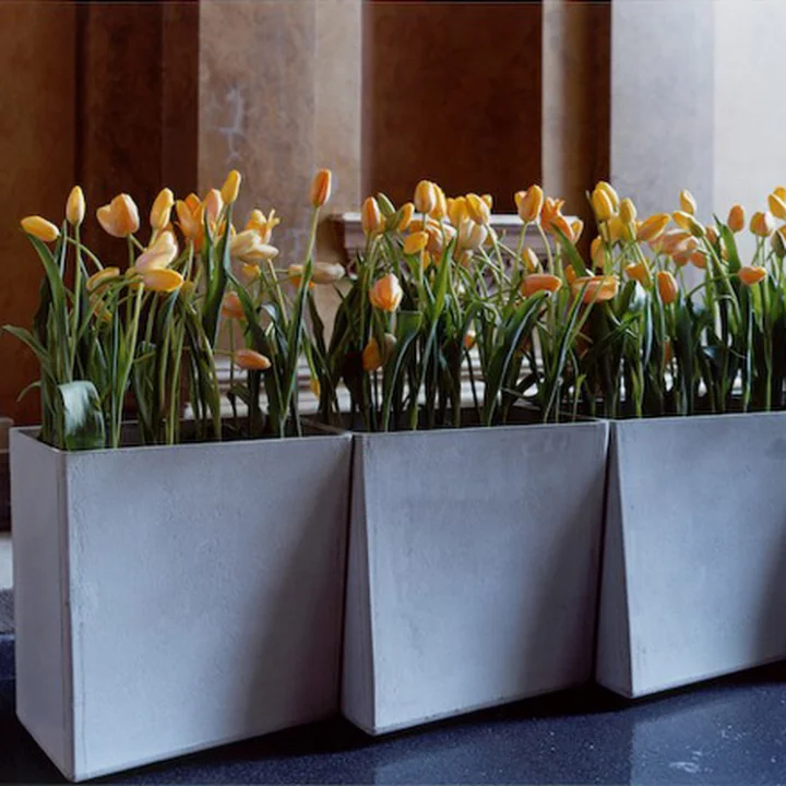 The Twista Plant pot from Eternit with tulips