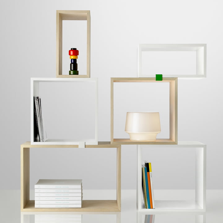 Muuto - Stacked Shelving system in pine and white