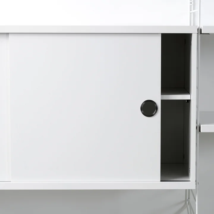 String Shelving System cupboard with sliding doors, white