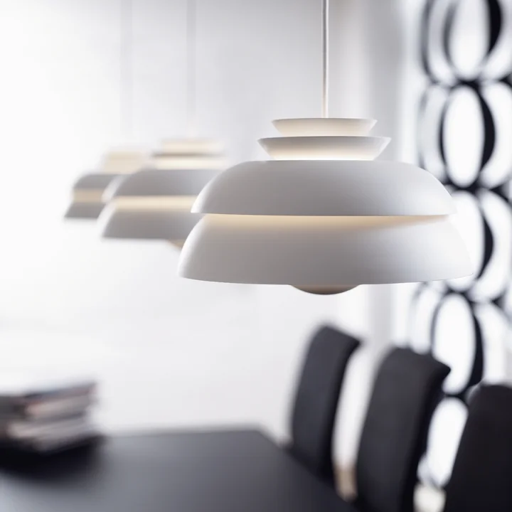 3 times stylishly lit with the Fritz Hansen Concert Pendant light