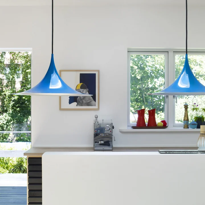 Semi Pendant light from Gubi above the kitchen counter