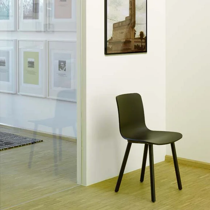 Hal Wood Chair from Vitra made of dark oak and with black seat shell