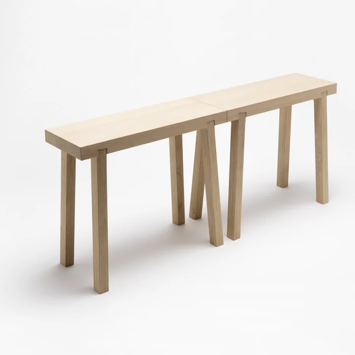 Duo stool bench from side by side made from oak wood