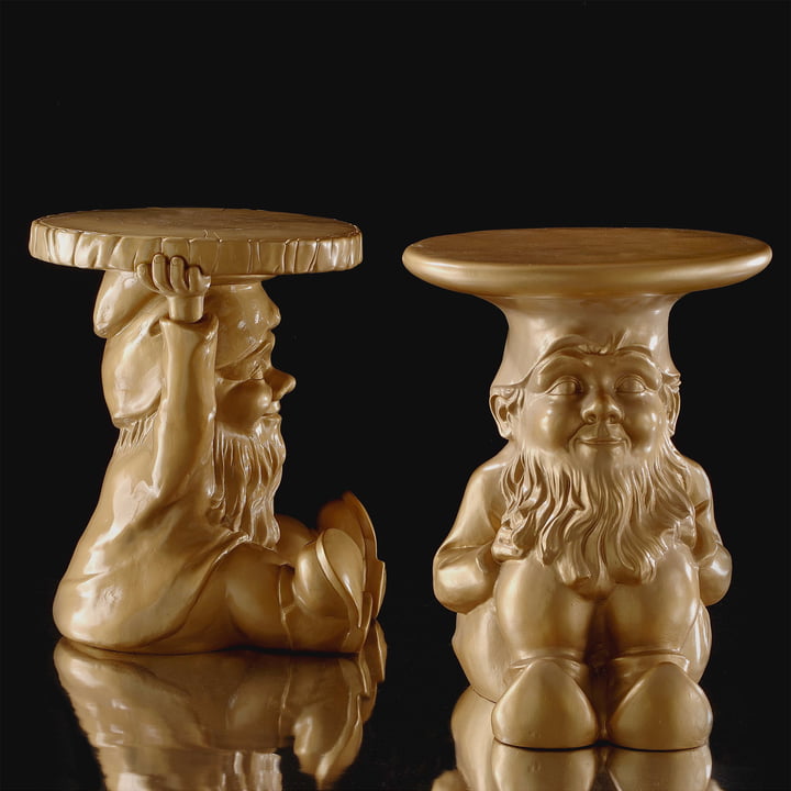 Gnomes side tables Napoleon and Attila, gold by Kartell