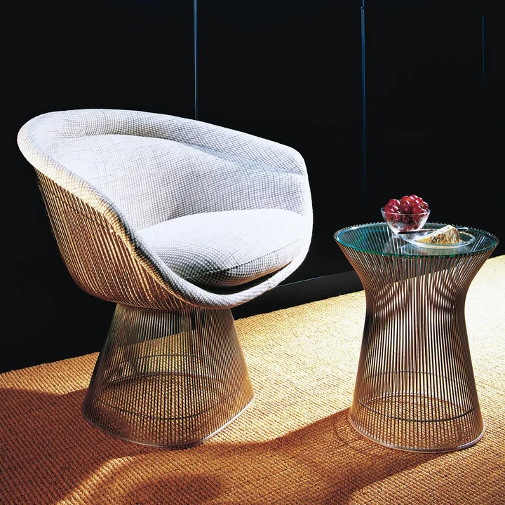 Knoll - Platner Side Table - Nickel polished / Crystal glass