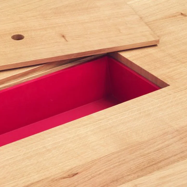 The colourful fans in the Remix Collection Dining Table by The Hansen Family