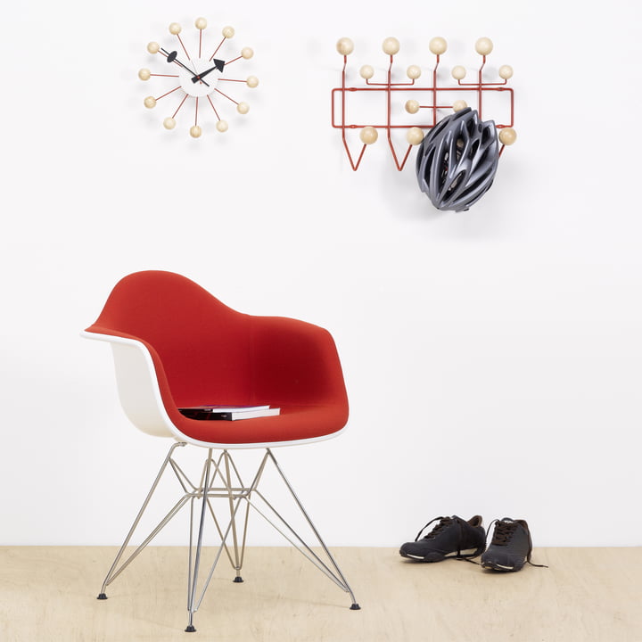 Eames Plastic Armchair DAR Ball Clock and Hang it all wardrobe from Vitra